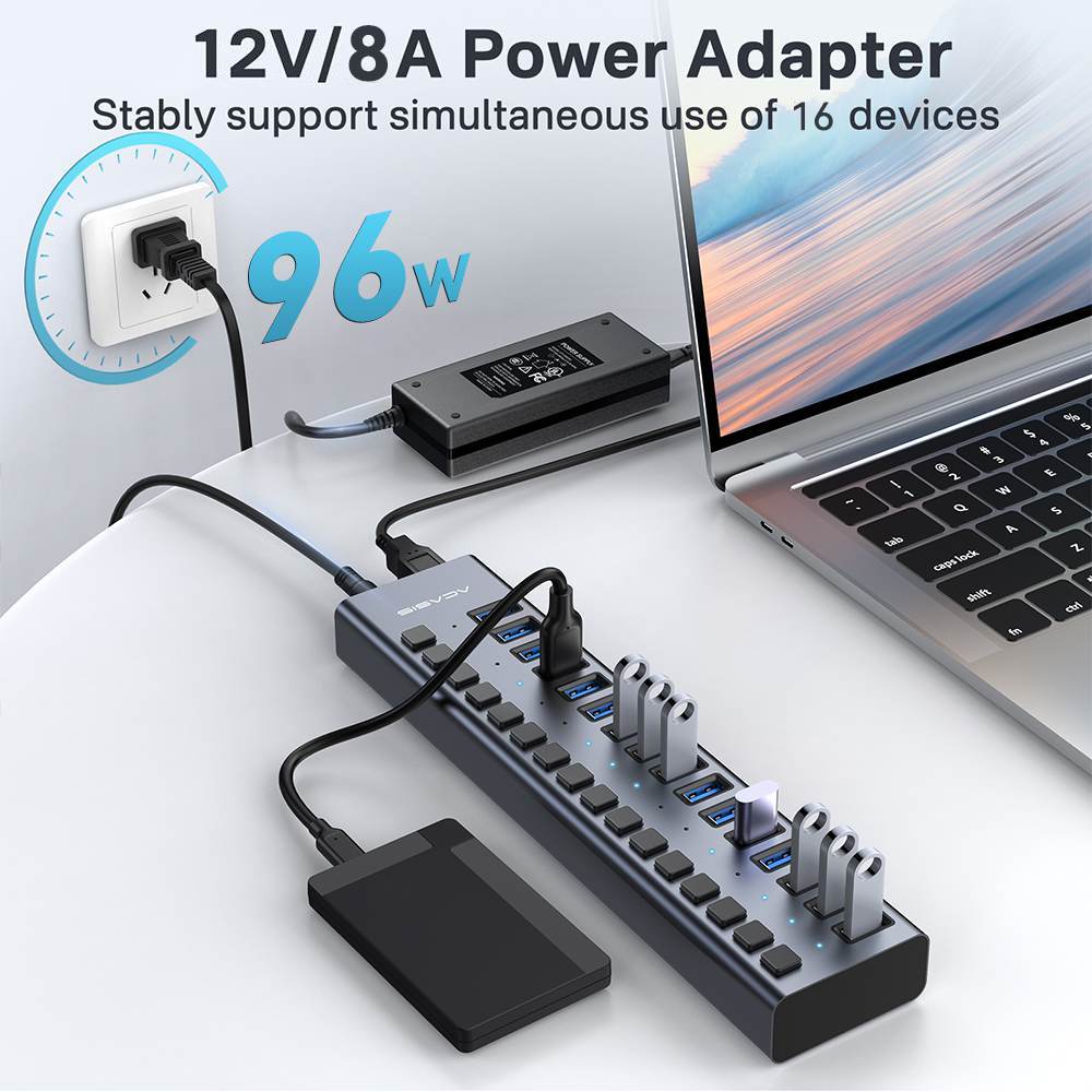 Acasis 16 Ports USB 3.1 Hub with Individual On/Off Switches Splitter - Image 3