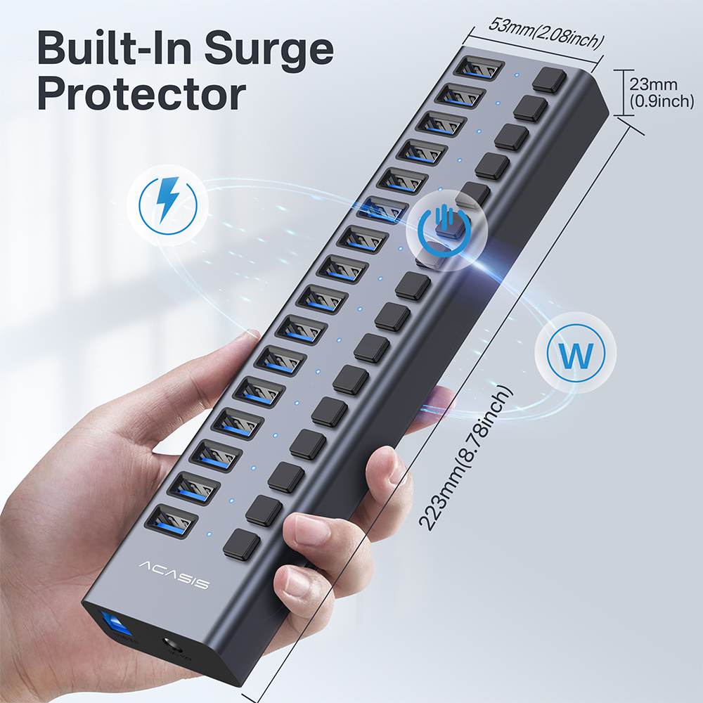 Acasis 16 Ports USB 3.1 Hub with Individual On/Off Switches Splitter - Image 6